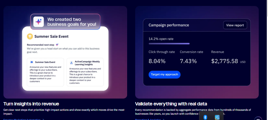 ActiveCampaign visual automation builder showing a multi-step email workflow with conditional branches and triggers