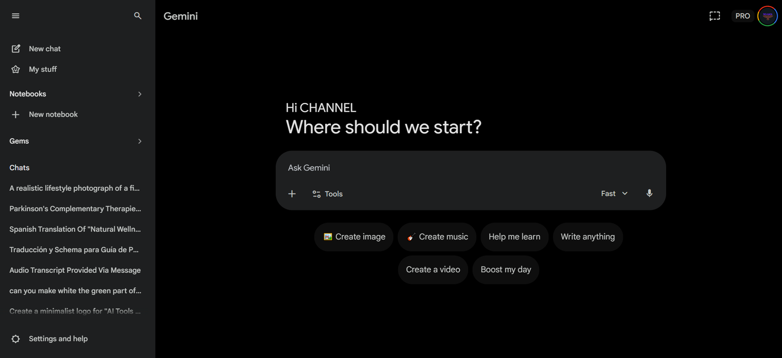 Gemini AI for small business dashboard showing chat interface, Gems sidebar, and Google Workspace integration