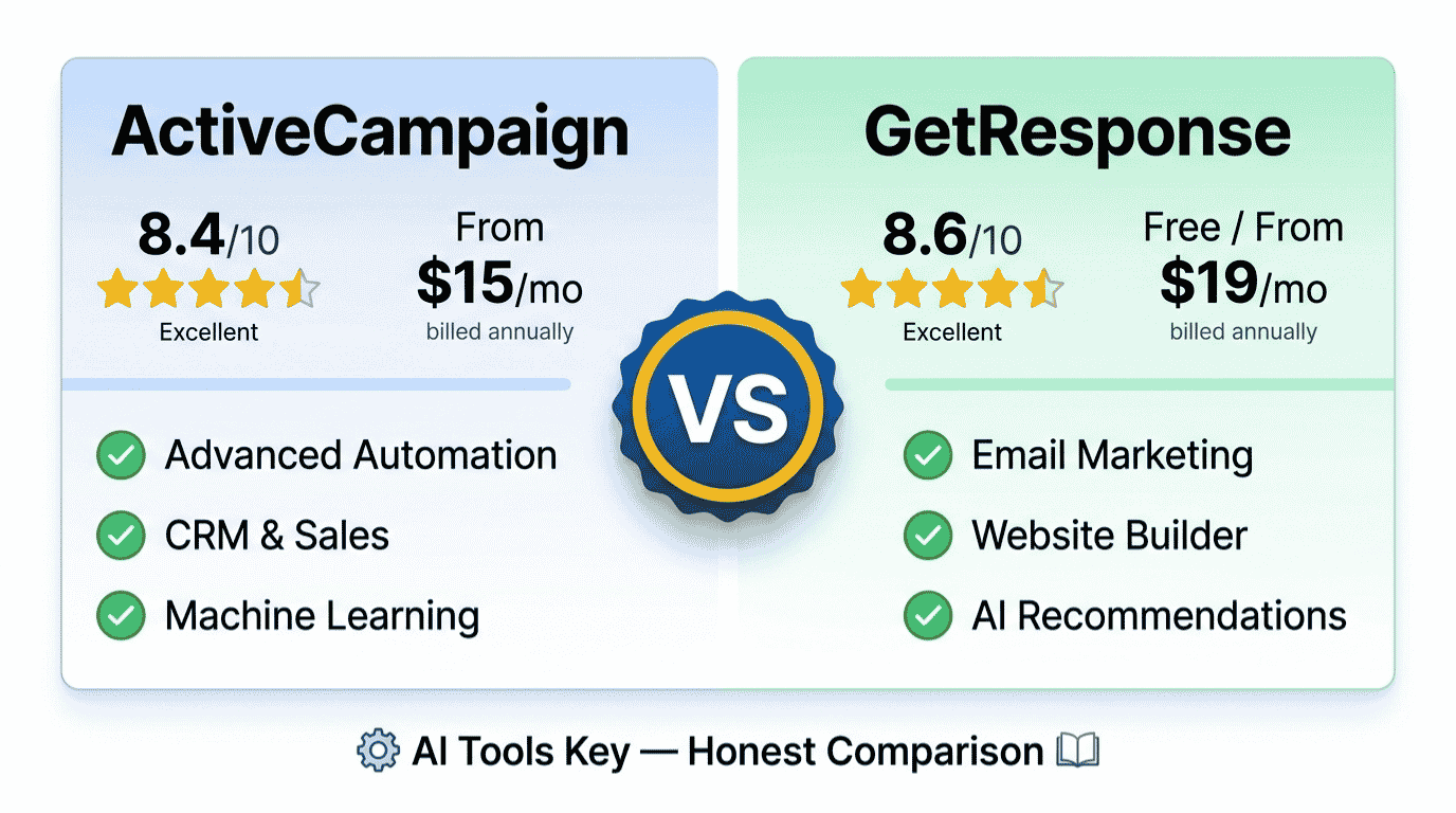 ActiveCampaign vs GetResponse comparison — features, pricing, and verdict for small business