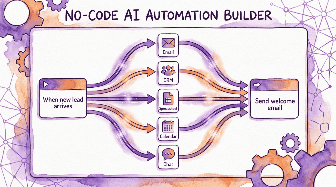 AI automation workflow builder connecting small business apps in 2026