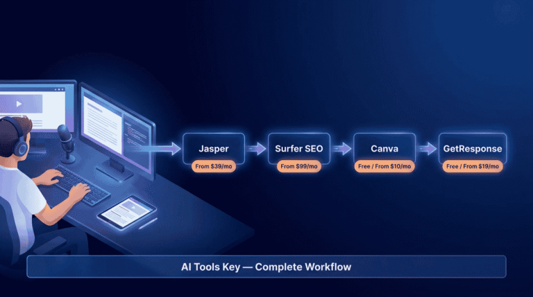 best ai tools for bloggers and content creators — complete tool stack with Jasper, Surfer SEO, Canva and monthly costs