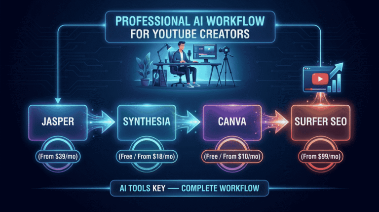 best ai tools for youtube creators — complete tool stack with Jasper, Synthesia, Canva and monthly costs
