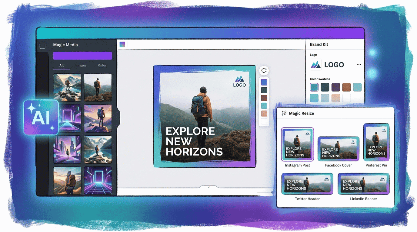 Canva Pro review of the Magic Studio workspace showing AI design tools and templates