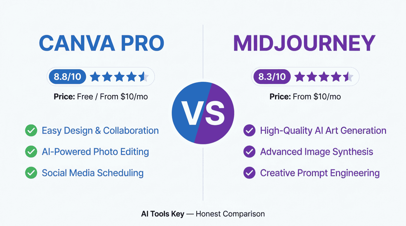 Canva Pro vs Midjourney comparison — features, pricing, and verdict for small business