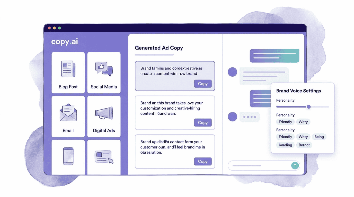 Copy.ai review of the platform dashboard showing chat, workflow builder, and content templates