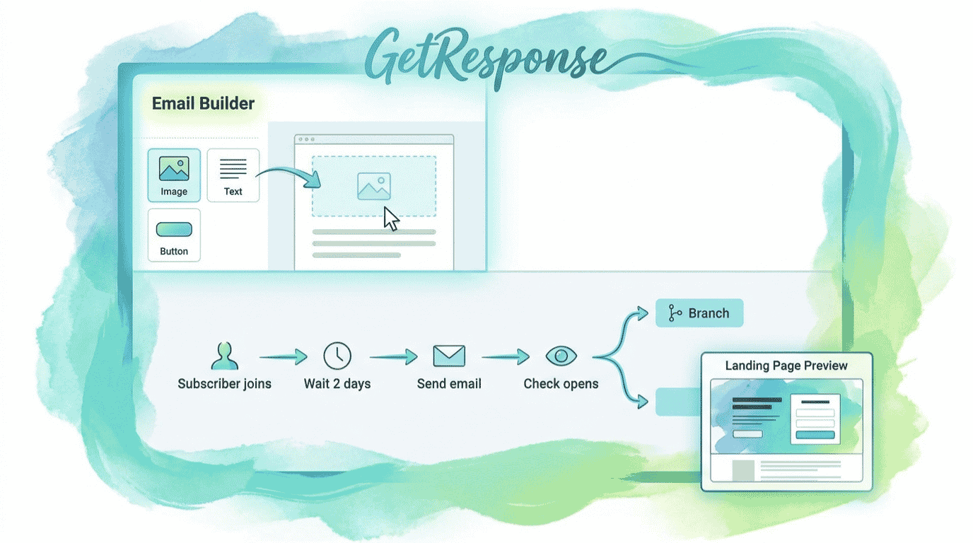 GetResponse review 2026 showing the all-in-one marketing dashboard with email, automation, and webinars