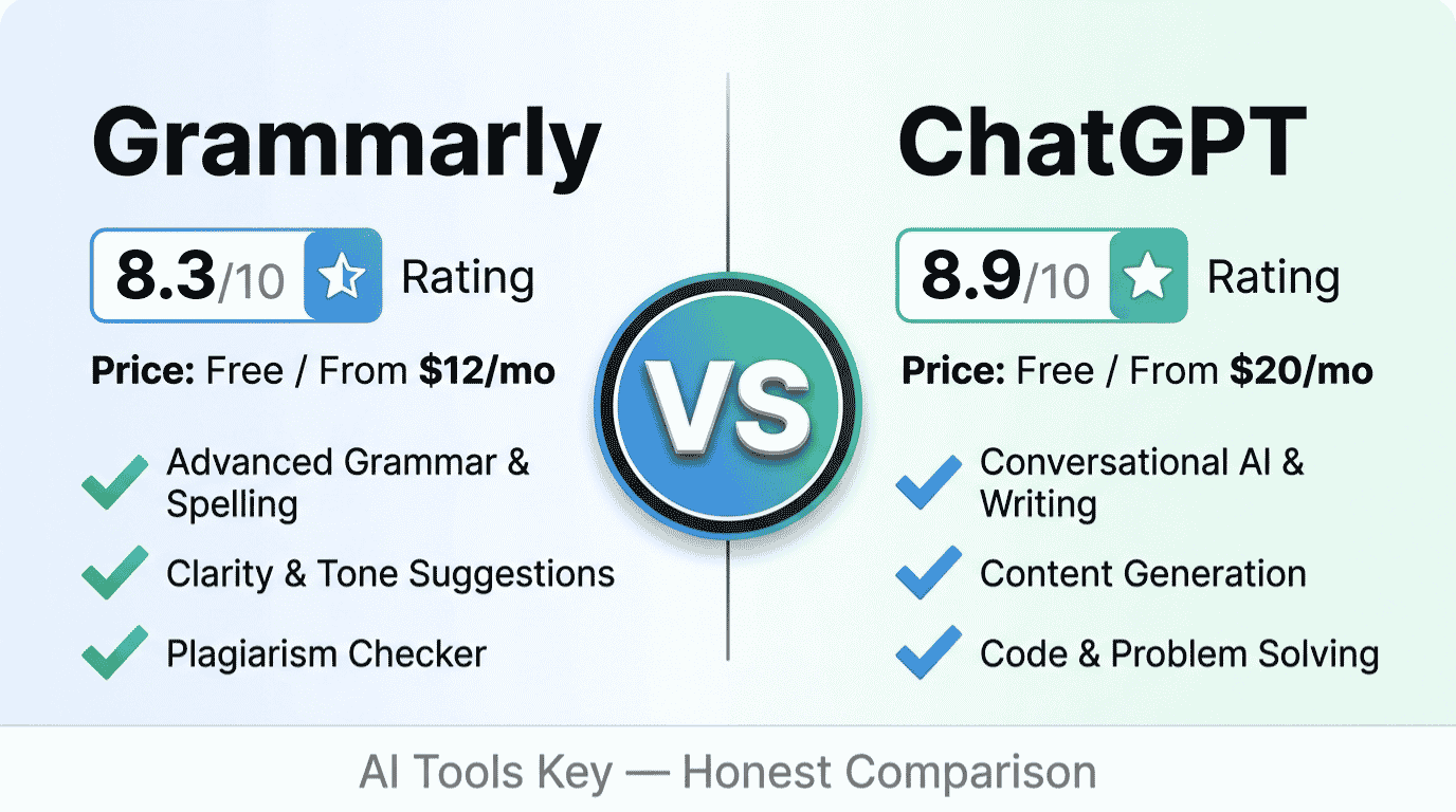 Grammarly vs ChatGPT comparison — features, pricing, and verdict for small business