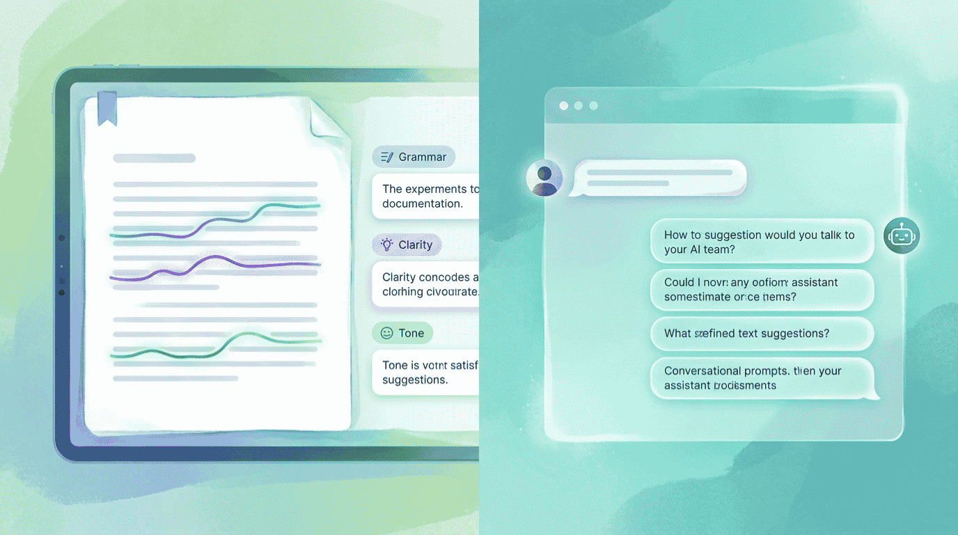 Grammarly vs ChatGPT writing comparison showing real-time editing next to AI content generation