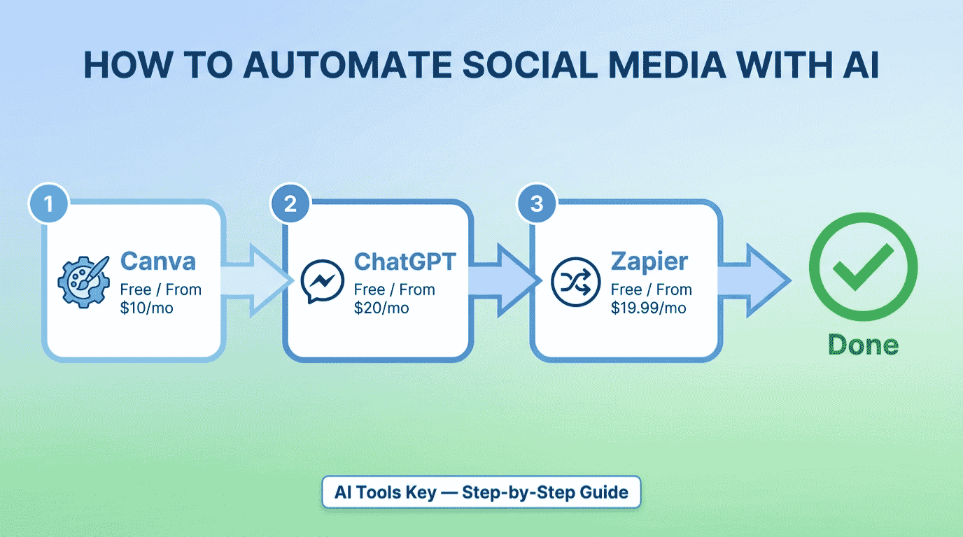 how to automate social media with ai — step-by-step guide using Canva, ChatGPT, Zapier