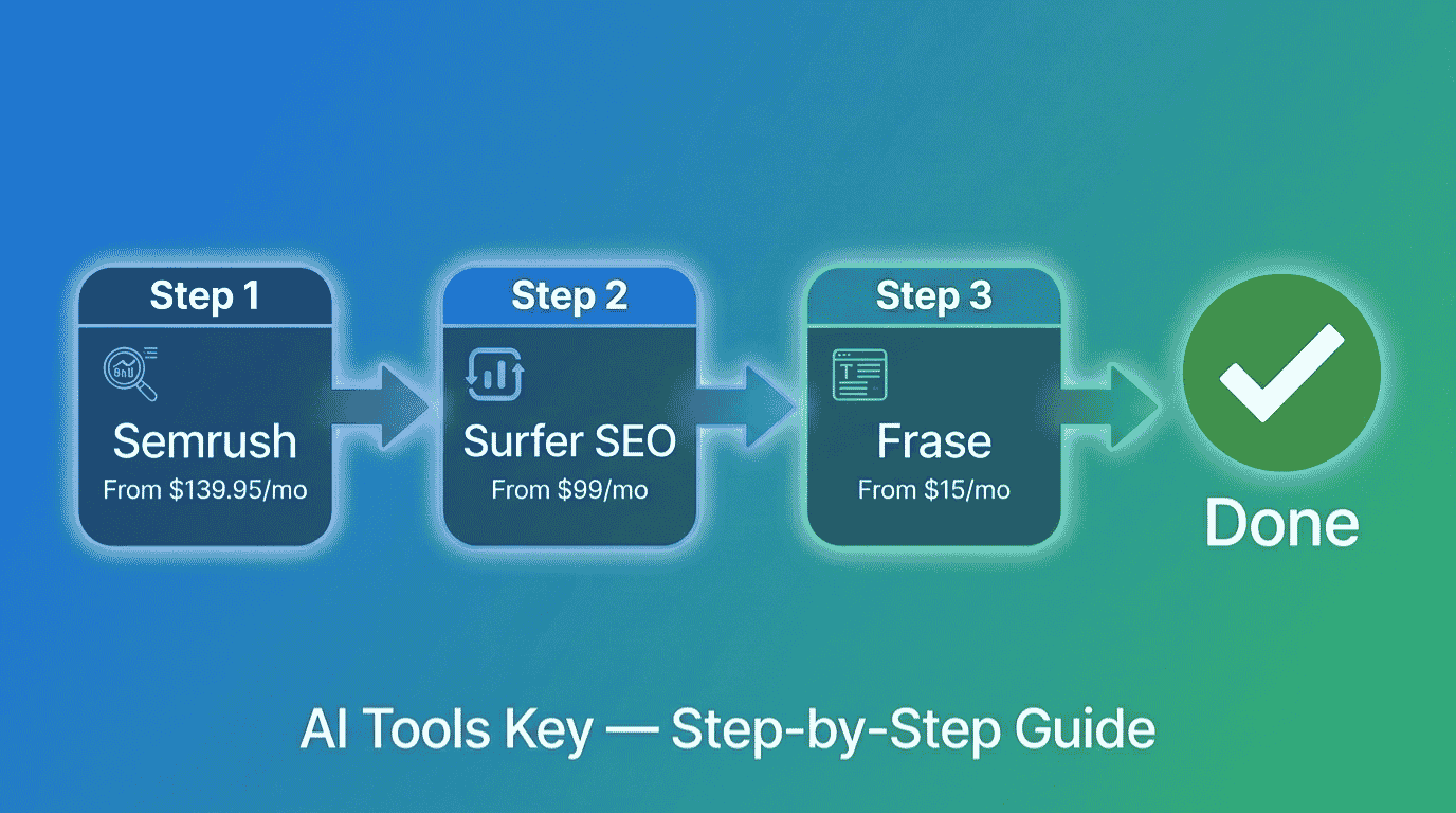 how to use ai for seo — step-by-step guide using Semrush, Surfer SEO, Frase