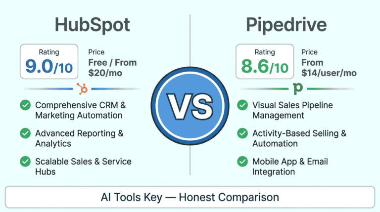 HubSpot vs Pipedrive comparison — features, pricing, and verdict for small business