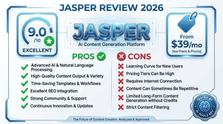 Jasper review — detailed analysis with pros, cons, pricing, and expert rating