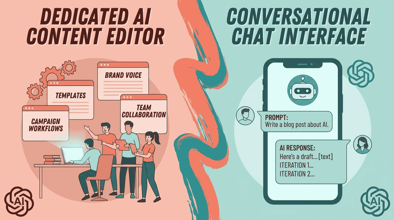Jasper vs ChatGPT for content comparison showing both AI writing interfaces side by side