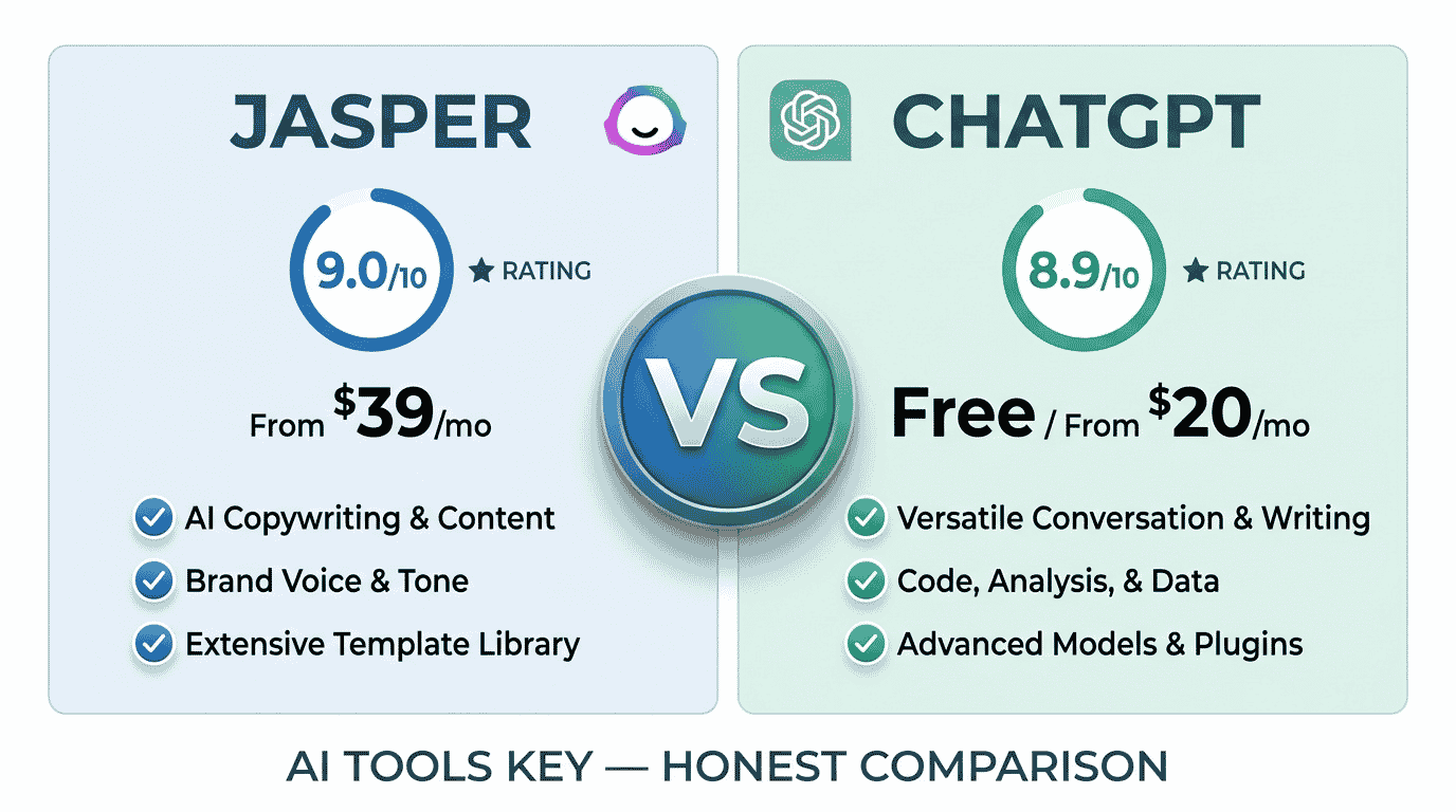 Jasper vs ChatGPT comparison — features, pricing, and verdict for small business
