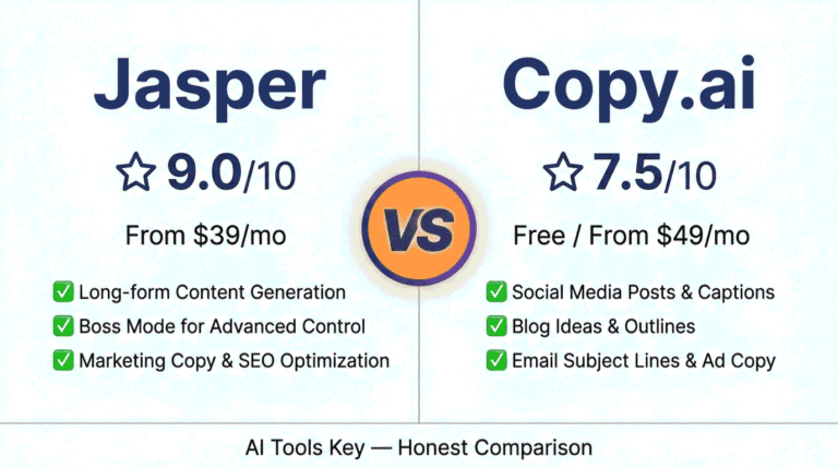 Jasper vs Copy.ai comparison — features, pricing, and verdict for small business