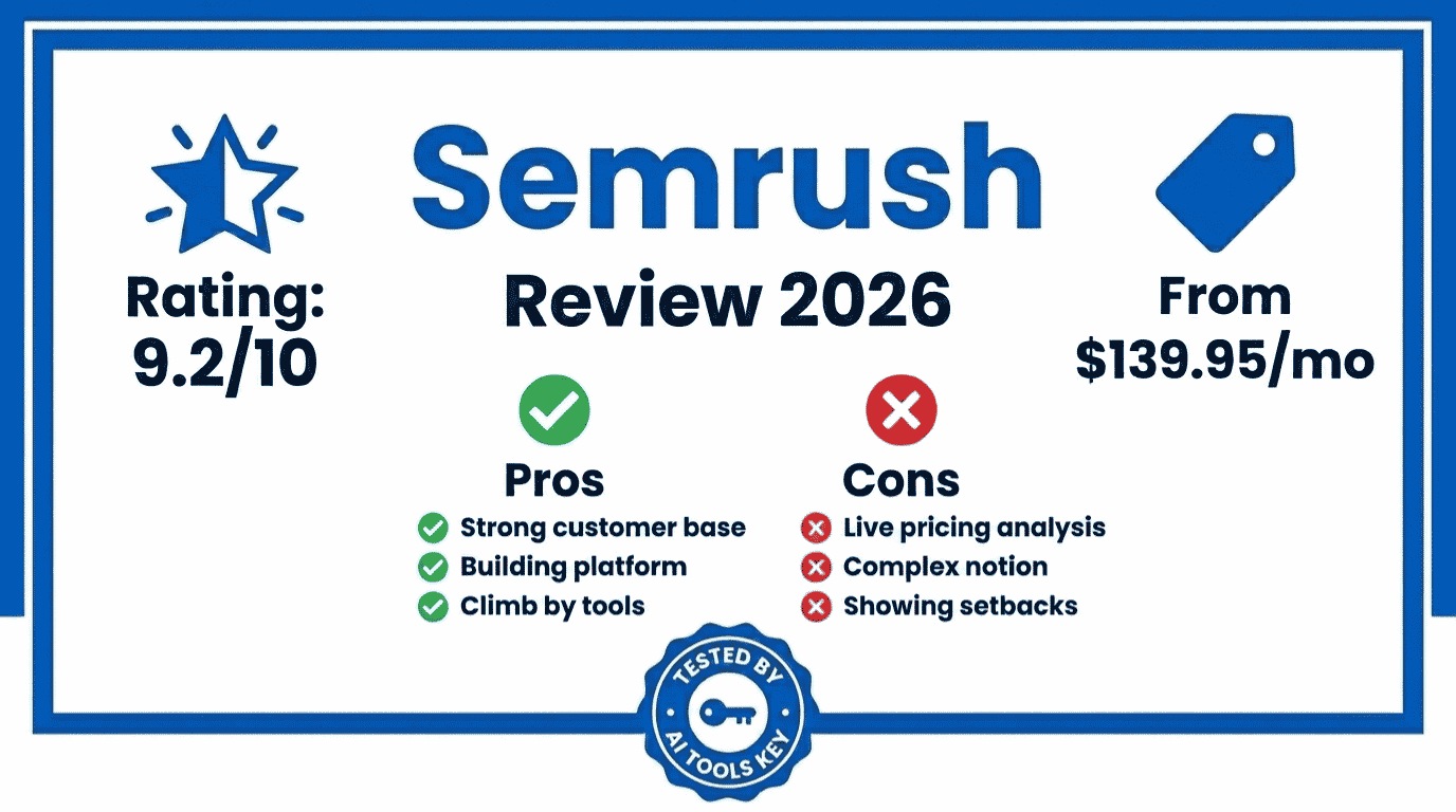 Semrush review — detailed analysis with pros, cons, pricing, and expert rating