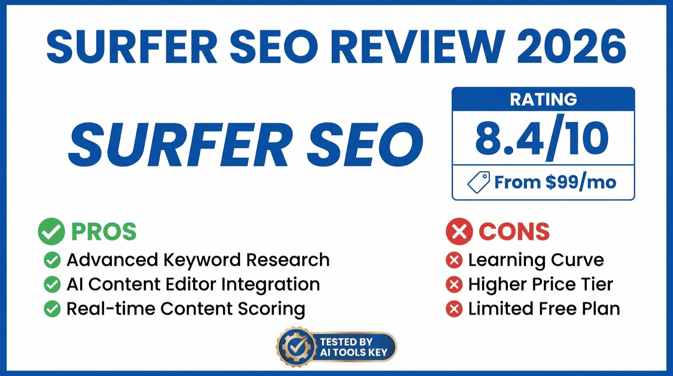 Surfer SEO review — detailed analysis with pros, cons, pricing, and expert rating