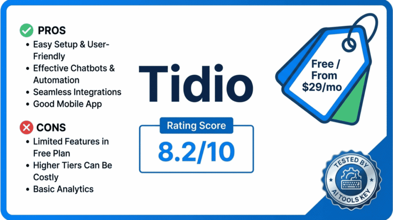 Tidio review — detailed analysis with pros, cons, pricing, and expert rating