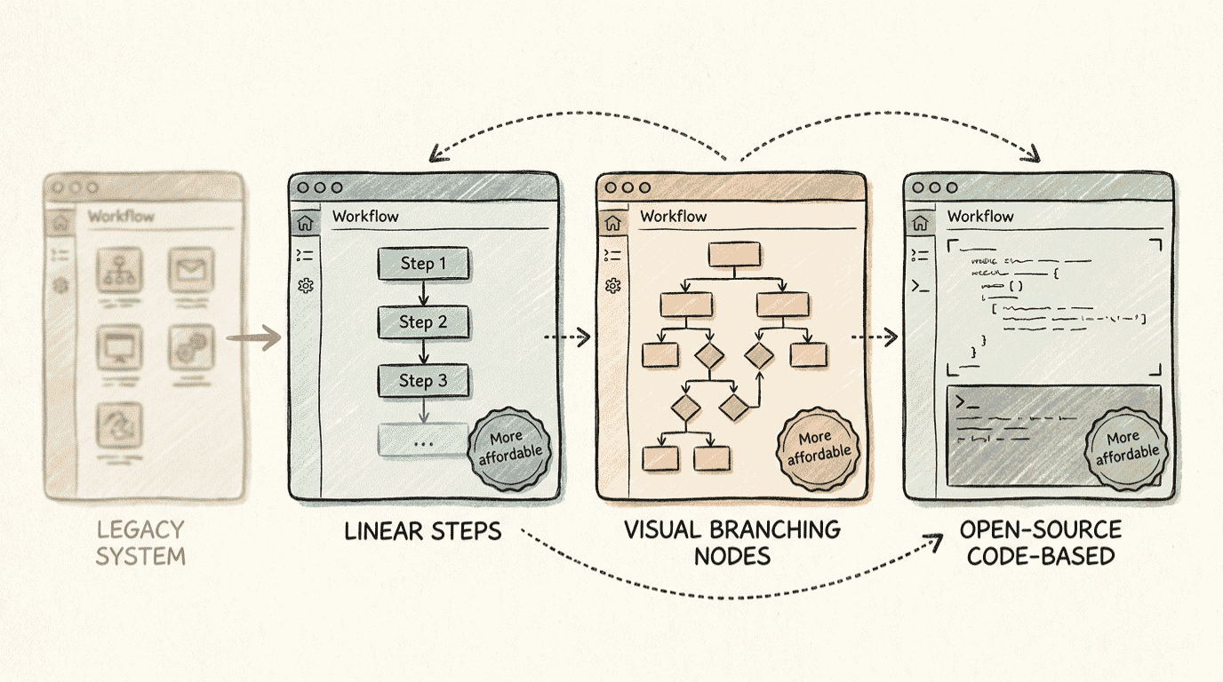 Zapier alternatives 2026 compared: Make, Pabbly Connect and n8n automation tools side by side
